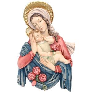 Our Lady with Child and roses relief