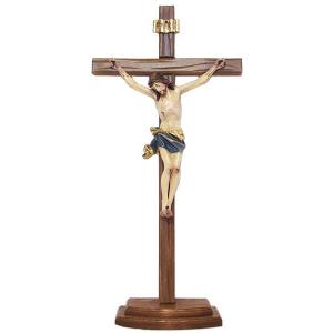 Standing crucifix - Christ's body with straight carved cross and base