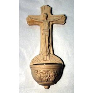 Crucifix with holy water-basin