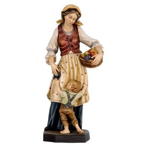 Donna con bambino e cesta di frutta