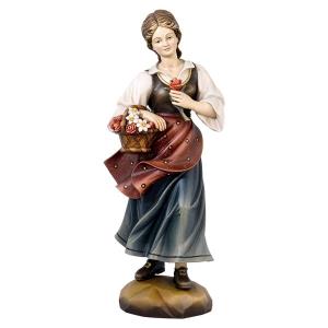 Donna con cesto di fiori