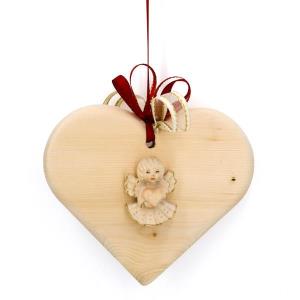 Pine wood heart with angel present