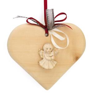 pine wood heart with angel violin