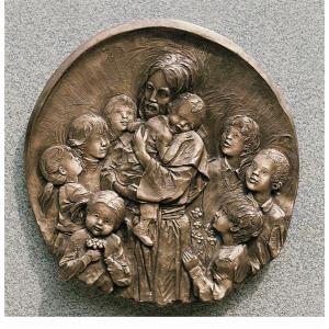 Jesus with children - bronze
