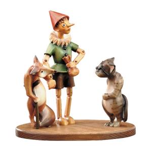 Pinocchio with fox & cat (with pedestal)