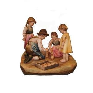 children with wooden boxes