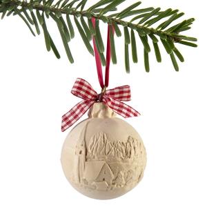 pallina natale cirmolo con chiesa
