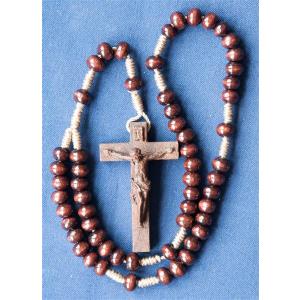 Rosario con croce barocco in legno di noce