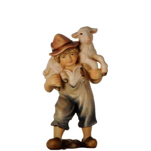 Shepherd  boy with sheep on the shoulder