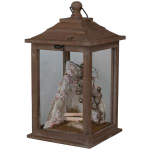 Wooden lantern with stable and illumination