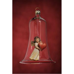 Glass bell with angel heart