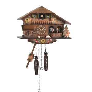 Quartz cuckoo clock with music and dancing couple