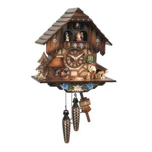 Quartz cuckoo clock with music and dancing couple