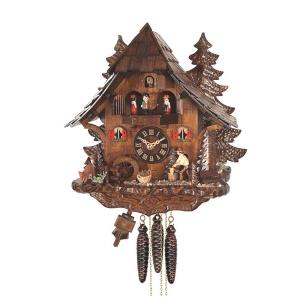 Quartz cuckoo clock with music and dancing couple