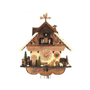 Quartz cuckoo clock with music and dancing couple