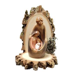 Nativity block modern on a round bark console