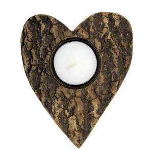 Wooden heart with tealight