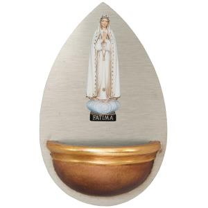 Aquasantiera con Madonna di Fatimá in legno