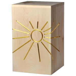 Urne "Ewiges Licht" Gold - Zirbenholz - 28,5 x 22 x 22 cm