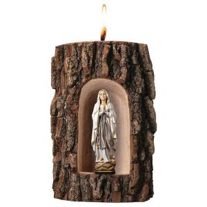 Our Lady of Lourdes in grotto elm with candle