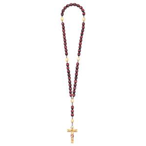 Rosario Exclusive Rosso-Tono Legno con Crocifisso