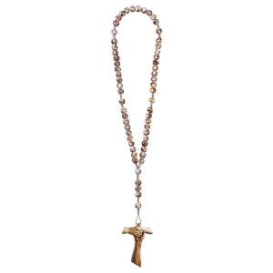 Rosario Exclusive Marmorizzato Marrone con Croce dell´amicizia Tau