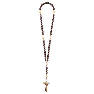 Rosario Exclusive Marrone-Tono Legno con Croce dell´amicizia Tau