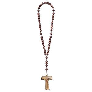 Rosario Exclusive Marrone con Croce della pace Tau