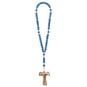 Rosario Exclusive Marmorizzato Blu con Croce della pace Tau