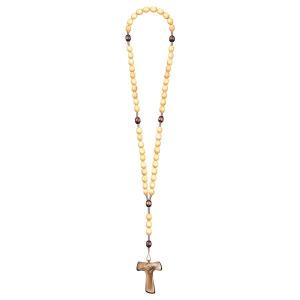 Rosary Exclusive Wood Tone-Brown with Cross of peace Tau