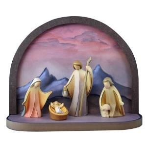 Round arch red with frame and Holy Family Aram+shepherd