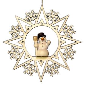 Pupazzo neve-scopa su Stella-Cristallo