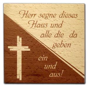 Haussegen bedruckt Kreuz Buche