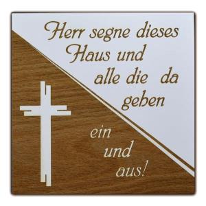 Haussegen Laserart Kreuz Buche