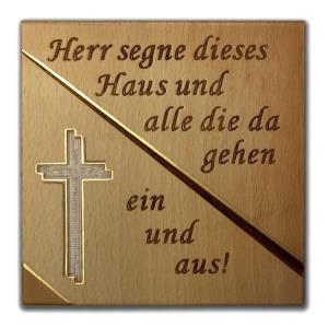 Geschnitztes Haussegen Kreuz - Buche