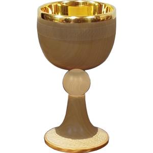 Coppa calice rivoltato legno noce con nodo e fondello 18x10,5cm