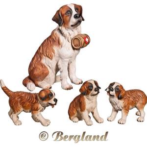 Saint Bernard with barrel and puppies (4 pieces)