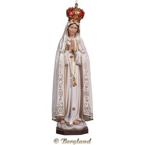 Our Lady of Fatima with wooden crown and pigeons