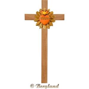 Sacred Heart of Jesus with halo on oak cross