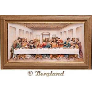 Last Supper relief with oak wood frame