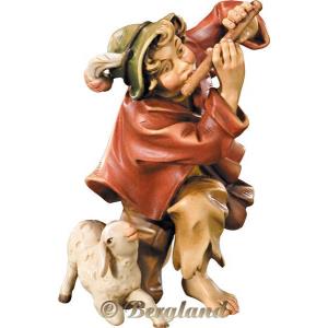 Pastore inginocchiato con flauto e agnello