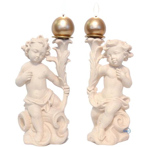 Pair angel candle holder - natural