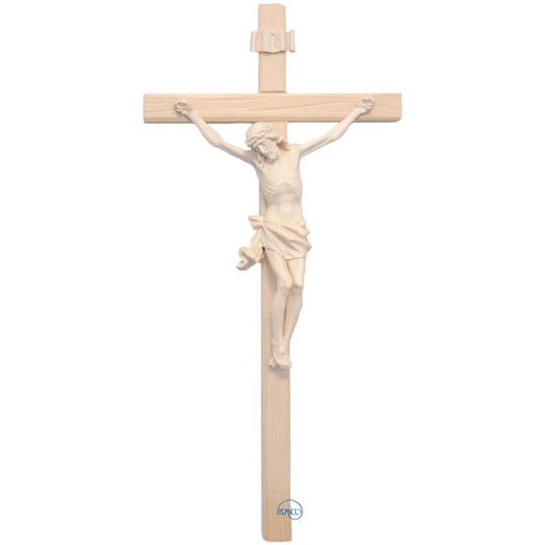 Crucifix - Christ's body with straight carved cross - natural
