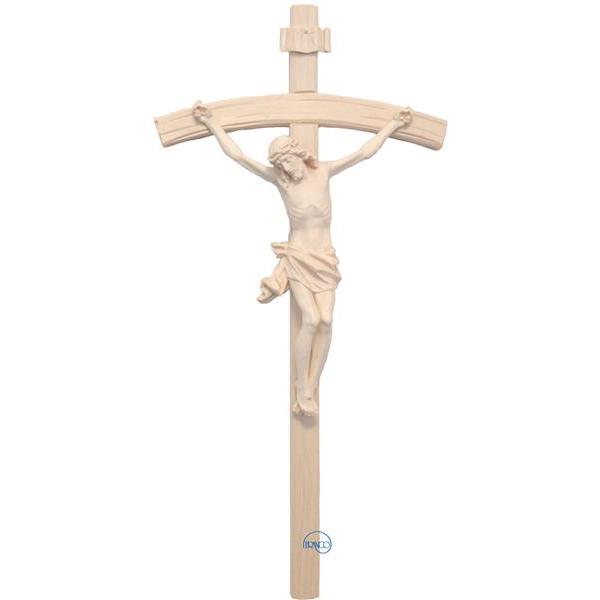 Crucifix - Christ's body with curved carved cross - natural