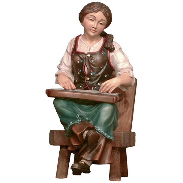 Zither player seated and chair - color