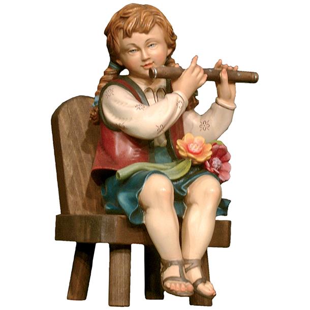 Flute player sitting and chair - color