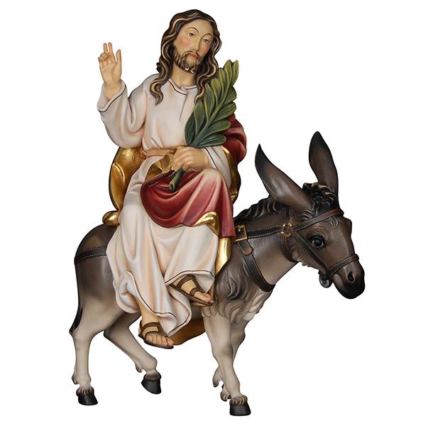 Jesus sitting with donkey - color
