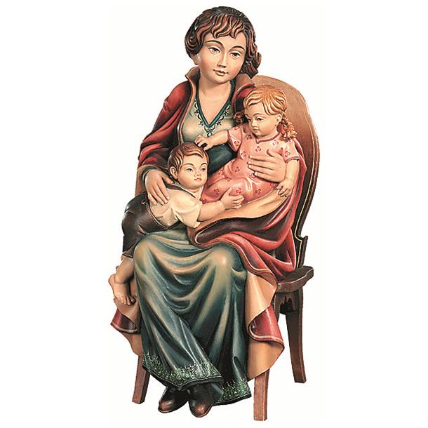 Mother with 2 children and chair - color