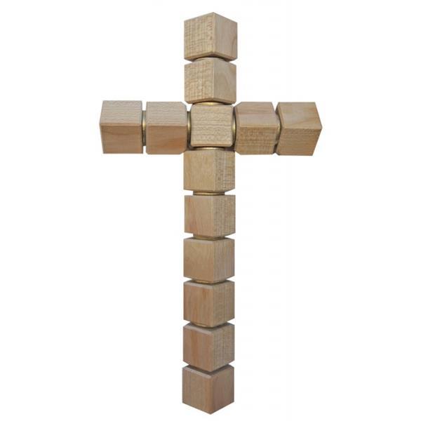 Apostle cross with brass rings - pointed - natural