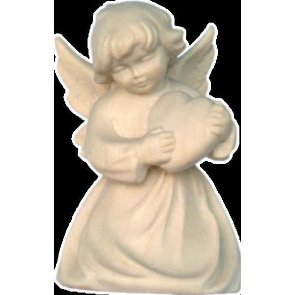Christmas angel kneeling with heart - natural
